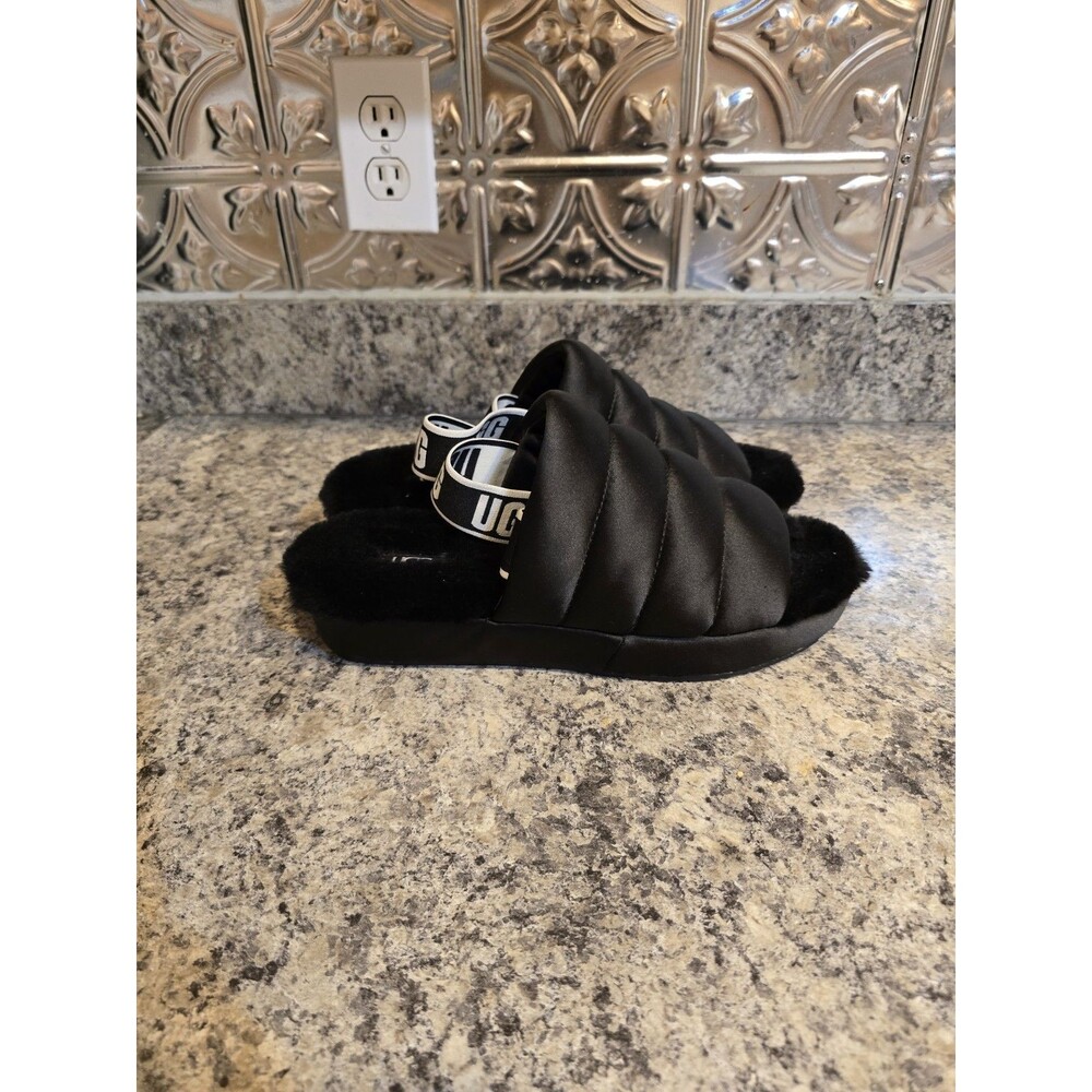 UGG Puff Yeah Black Sheepskin Slide Slingback Women's Shoes Size Us 9